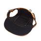 Black visor cap with brown rim on a white background