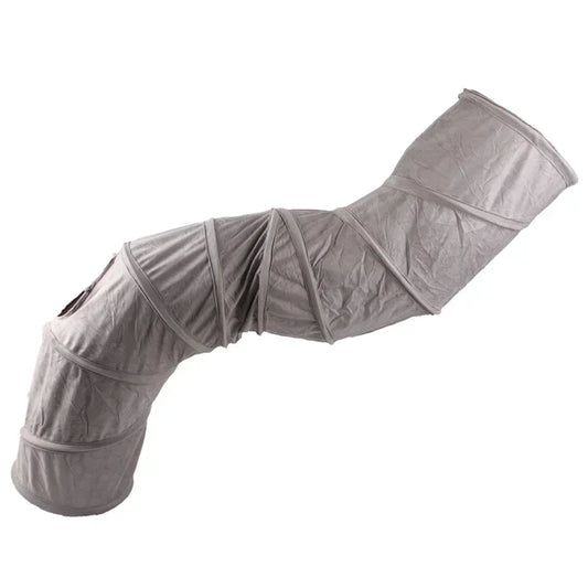 Grey suede cat tunnel for indoor cats