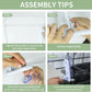 Step-by-step assembly guide for a product with text instructions on a white background.