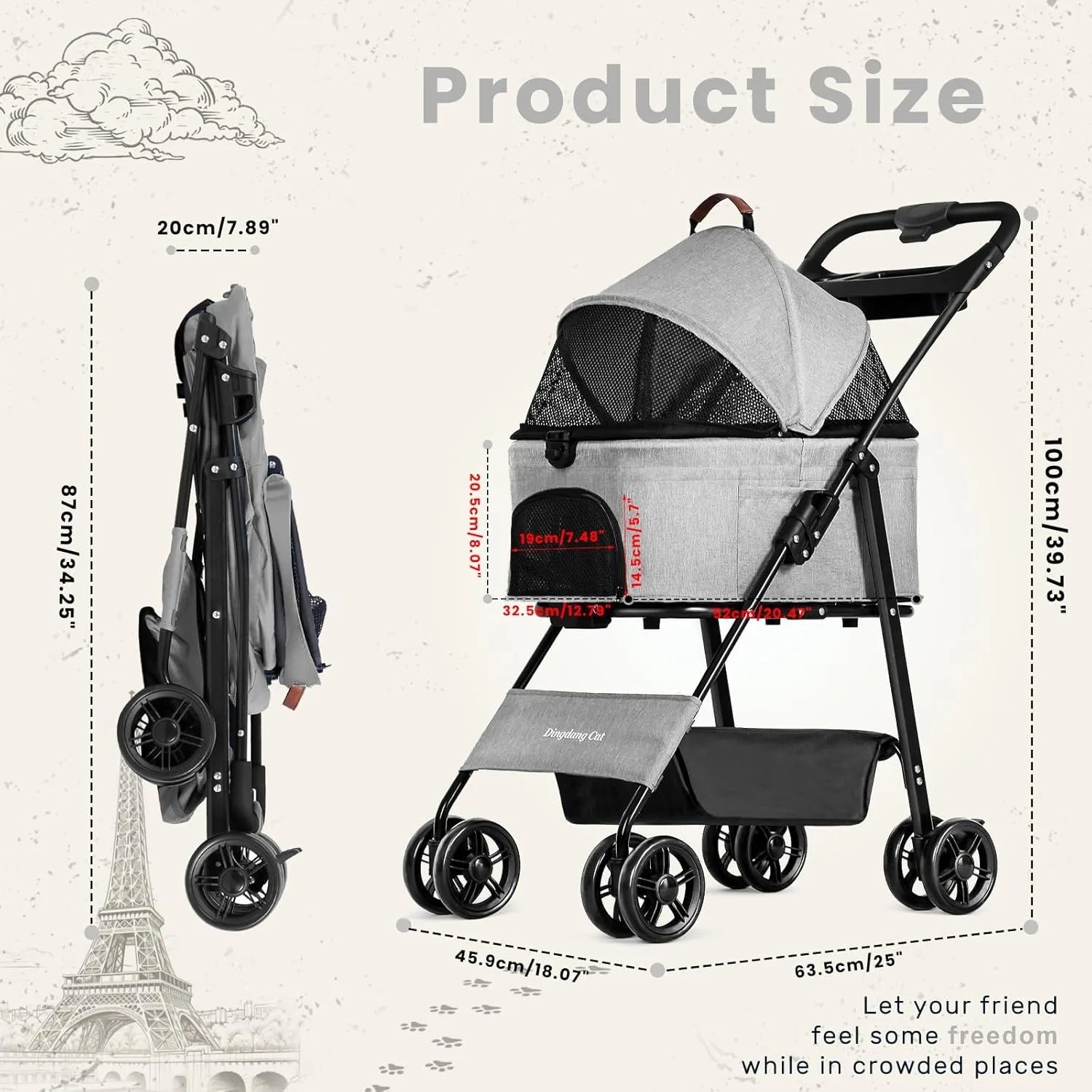 Luxury Large Pet Pram UK: Foldable, Safe & Ventilated for Ultimate Comfort - Waggley Tails