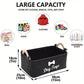 Compact and stylish storage basket for pet blankets in a modern living room.