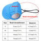 Blue head circumference measuring device with size chart on a white background