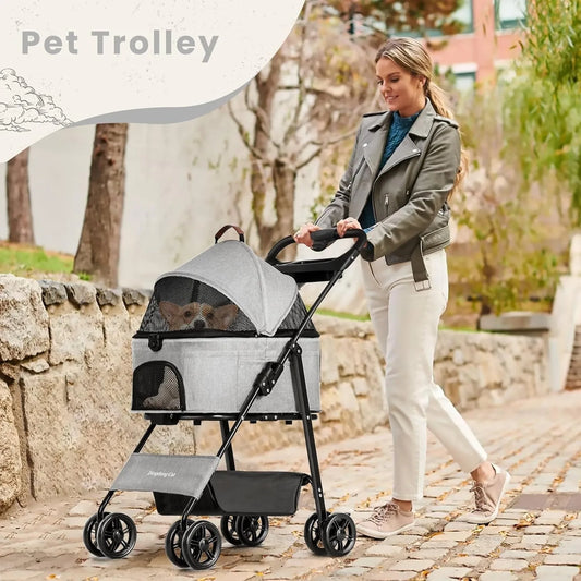 Luxury Large Pet Pram UK: Foldable, Safe & Ventilated for Ultimate Comfort - Waggley Tails