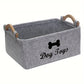 Folded felt toy box for easy storage when not in use.