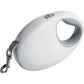 White pet retractable leash with keychain on a white background