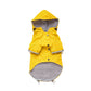 Yellow raincoat with striped interior on a white background