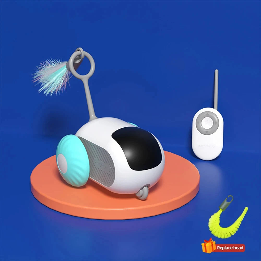 Pet toy with remote control on a blue background