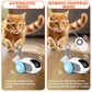 Two images showing a cat interacting with a toy car in automatic and remote control modes.