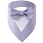 Lavender dog bandana with white shirt collar and buttons on a white background