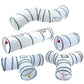 Set of white pet tunnels with gray stripes on a white background