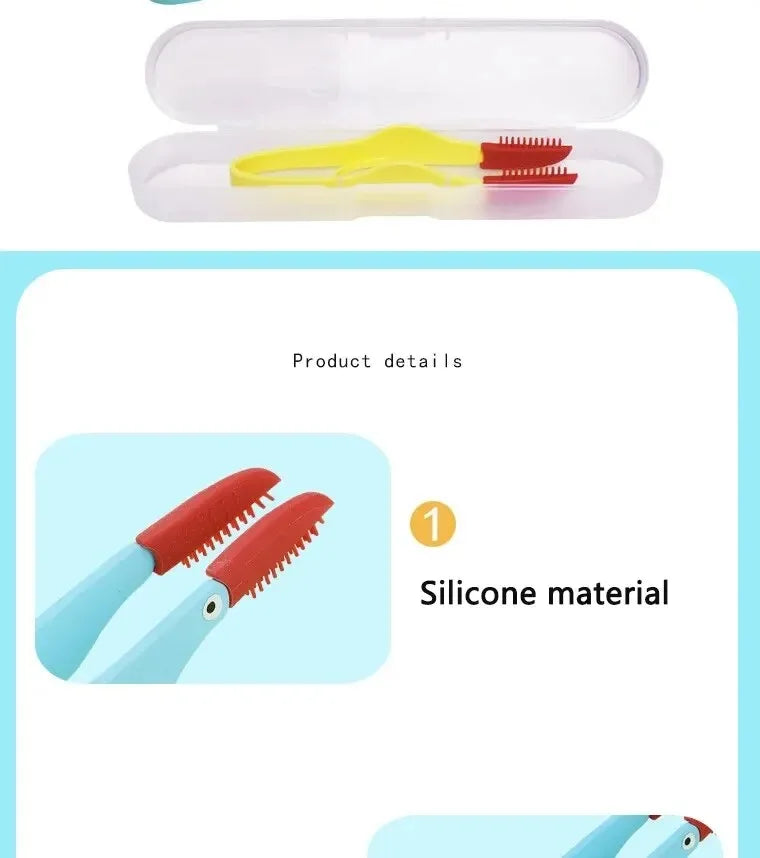 Close-up of soft silicone bristles on a pet cleaning brush.