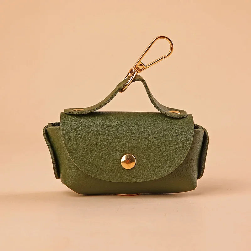 Durable faux leather material with fine stitching detail.