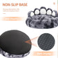 Gray paw-shaped pet bed with non-slip base feature on a white background