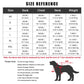 Size chart of dog winter coats for all breeds