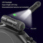 LED flashlight attached to a vehicle with text indicating features and controls.