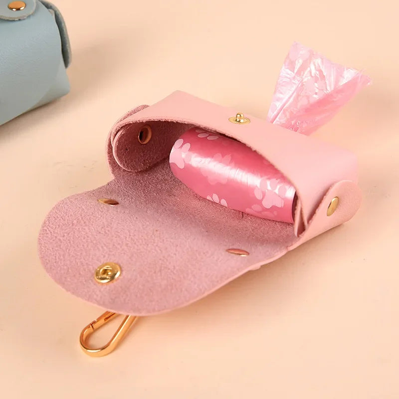 Open bag holder showing poop bag storage inside.