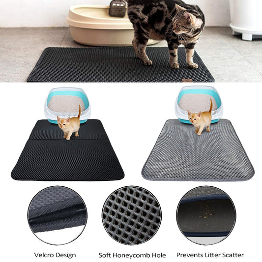 Waterproof Pet Cat Litter Mat EVA Double Layer Cat Litter Trapping Pet Litter Cat Mat Clean Pad Products For Cats Accessories - Waggley Tails